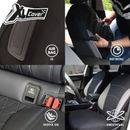 XLC AAAQG37655 Housse de siège de voiture universelle XL, compatible airbags, design divisé, avant et arrière