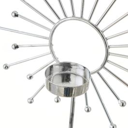 Bougeoir Blanc Argenté Céramique Fer 18,4 x 8,4 x 29,1 cm