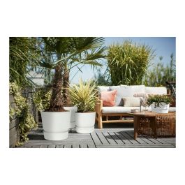 Elho Pot de fleurs Greenville 47 Rond Extérieur Ø 47 x H 44,1 cm Blanc Plastique Recyclé Résistant au Gel