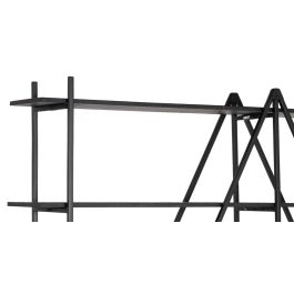GINER Y COLOMER - Bibliothèque / Étagère industrielle moderne en fer et MDF noir - 5 étagères - Dimensions: 220 cm de largeur, 52 cm de hauteur totale