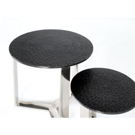 GINER Y COLOMER Lot de 2 Tables Basses en Aluminium et Métal Noir, Design Contemporain à Surface Martelée, Finition Artisanale