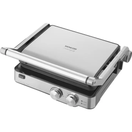 Sencor SBG 4010SS - Grill électrique de 2000 W avec plaques antiadhésives amovibles, thermostat réglable, minuterie et design CoolTouch