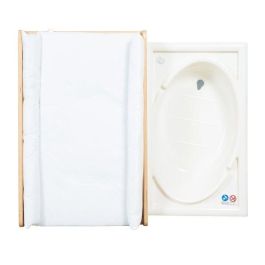 Table a langer extensible avec baignoire - ROBA - BABY POOL - Matelas a langer 'Roba Style' blanc inclus - Bois naturel
