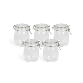 Livoo MEN400 Lot de 5 bocaux pour batch cooking - 750 ml - Verre borosilicaté - Fermeture métallique