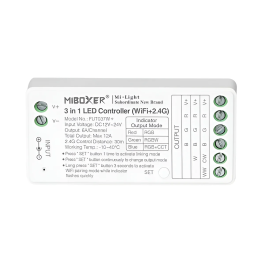 Contrôleur LED 3-en-1 RGB, RGBW, RGB+CCT 2.4GHz HLP-E3-RF 12V/24V 12A RF