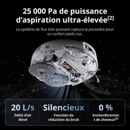 DJI ROMO P - Robot Aspirateur Laveur avec Station - Design Transparent - 25 000 Pa - Détection au millimetre - 200 j sans Entretien