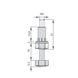Emuca Lot de 20 vérins de réglage pour meubles, base hexagonale, M6, réglage 18mm, Acier et Plastique