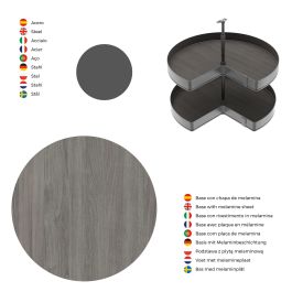 Emuca Jeux de plateaux tournants Harmony 3/4, Module largeur 800mm, Hauteur réglable, Acier et Bois, Gris anthracite