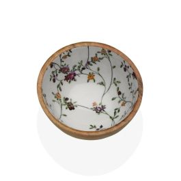 Bol pour Apéritifs Versa Bambou Porcelaine Bois de manguier Fleurs Campagne 13 x 7 x 13 cm