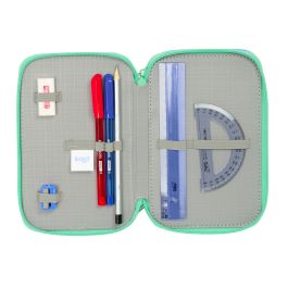 Trousse Fourre-Tout Triple Bluey Sisters Vert Eau 12,5 x 19,5 x 5,5 cm 37 Pièces