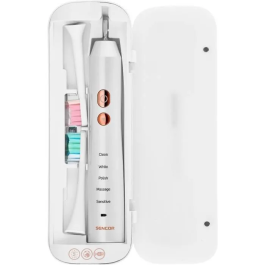 Sencor SOC 3313PW - Brosse à dents électrique avec 5 modes, 48 000 oscillations/min, minuteur Quadpacer, autonome 45 jours, étanche IPX7