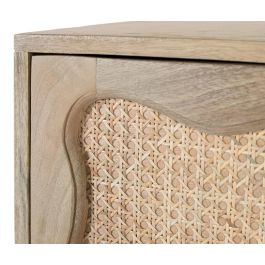 GINER Y COLOMER - Table de nuit en bois de manguier avec 2 tiroirs à façade en canne tressée - Design artisanal - Dimensions 60x40x65 cm - Finition naturelle