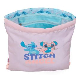 Sac à dos serré par des ficelles Lilo & Stitch Ohana Bleu Rose 26 x 34 x 1 cm