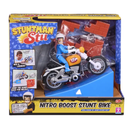 Bandai COSS8201 - Moto Stuntman Stu Nitro Boost - Jouet cascade avec figurine Stu pour crash dans mur - Dragon Ball, Miraculous, One Piece