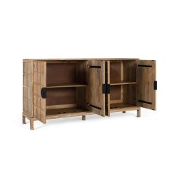 GINER Y COLOMER - Buffet 4 portes en bois massif de manguier naturel - 175 cm de long x 91 cm de haut x 40 cm de profondeur