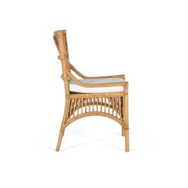 GINER Y COLOMER Lot de 2 Chaises en Rotin avec Coussin Blanc, Décoration en Jonc et Liège, Dosseret 47x52 cm - Ensemble Salon Salle à Manger