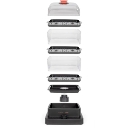 Livoo DOC300 Cuiseur Vapeur 3 Paniers 12L - 1000-1200W - Marque Livoo x Marmiton avec 20 Recettes Exclusives - Minuteur 60 Min