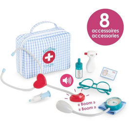 Corolle Valise Docteur et Accessoires de Jouet pour Enfant et Poupée 30 à 42 cm - Stéthoscope, Seringue, Tensiomètre - Jouet d'Imitation Dès 18 Mois