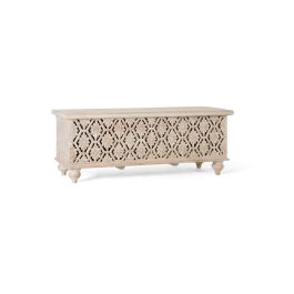 GINER Y COLOMER Malle de rangement en bois de manguier blanc décapé - Ouverture supérieure, fabrication artisanale - Grande capacité, 45 cm de hauteur - Parfait pour le stockage