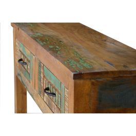GINER Y COLOMER Console à 2 tiroirs en bois recyclé artisanal - Consola exclusiva - Multicolore - Dimensions 106x33x76 cm
