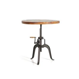 GINER Y COLOMER - Table à manger extensible en bois d'acacia massif avec pieds en fer noir, modèle artisan recyclé