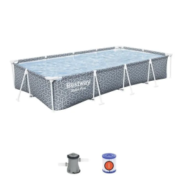 Bestway Piscine Tubulaire Acier Steel Pro 366 x 201 x 66 cm Rectangulaire avec Filtre à Cartouche - Référence BES6941607347454