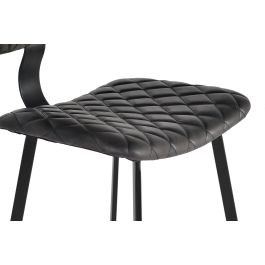 GINER Y COLOMER - Tabouret de bar - Lot de 2 tabourets en cuir véritable et métal, structure métallique, cuir gris anthracite - H112 x L45 x P46 cm