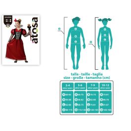 Déguisement Reine de Coeur Fille Rouge 10-12 Ans - Costume de Carnaval Complet avec Diadème en Polyester