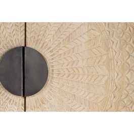 GINER Y COLOMER - Armoire 2 portes en bois de manguier et métal, finition blanc vieilli, portes sculptées, 2 étagères - 176x124x42 cm - À monter