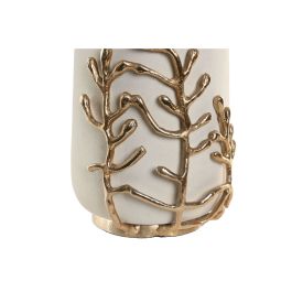 Vase Home ESPRIT Blanc Doré Aluminium Moderne 15 x 15 x 52 cm