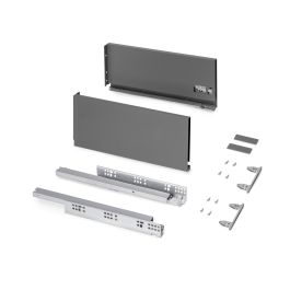 Emuca Tiroir extérieur Protone 30kg , coulisses à sortie totale et fermeture amortie, hauteur 178mm, profondeur 400mm, Acier, Gris anthracite