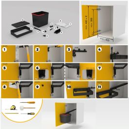 Emuca Bac de tri sélectif pour montage sur porte de meuble Recycle, 1 bac extractible de 15 litres, Plastique gris anthracite