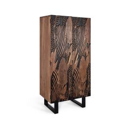 GINER Y COLOMER - Armoire penderie en bois d'acacia avec pattes métal, barre à vêtements et étagères - 180 x 90 x 55 cm