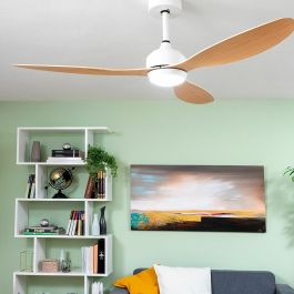 Ventilateur de Plafond avec Lumière LED et 3 Pales ABS Wuled InnovaGoods Bois 36 W 52" Ø132 cm
