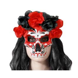 Masque de crâne Calavera rouge et noir avec fleurs pour Jour des morts Precio: 10.9965744. SKU: B1CHVRZ7VW