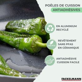 Set de 2 poeles a induction - FACKELMANN - Brandao - Aluminium céramique antiadhésif - Ø 20 et 24 cm