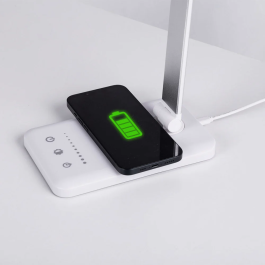 Lampe de Bureau LED avec Chargeur sans Fil 6W 420Lm CCT, Luminosité Réglable, Ports USB Multiples, Design Minimaliste