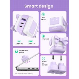 Ugreen RG 65W 3-Port GaN Chargeur Rapide Secteur Rose