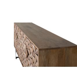 GINER Y COLOMER - Buffet en bois de manguier avec 4 portes et pieds en métal, couleur naturel et noir, 177 cm de large