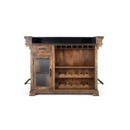 GINER Y COLOMER - Buffet bar en bois de manguier avec planche en granit 150 cm - Marron et noir - Porte, tiroir, rangement pour 12 bouteilles et porte-verres Precio: 1859.988. SKU: B179K3CCSQ