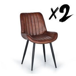 GINER Y COLOMER - Chaise Design en Cuir Brun avec Pieds en Métal Noir - Style Industriel - Dimensions : 53x63x87 cm Precio: 311.988. SKU: B1CSW2XTMT