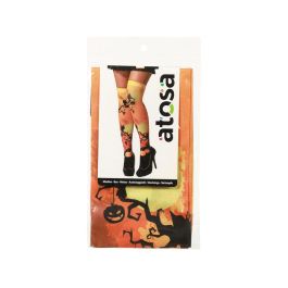 Chaussettes hautes Halloween Violette à motif Lune et Chauves-souris - Accessoire de déguisement