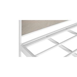 GINER Y COLOMER Lit 150x200 cm en Métal et Résine, Blanc et Beige - Lit Cadre Contemporain pour Chambre