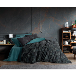 Ensemble de linge de lit - 1 housse de couette 140 x 200 cm + 1 taie d'oreiller 60 x 60 cm - 100% coton renforcé - Imprimé Bleu pétrole Precio: 37.824. SKU: B13EEPXAQM