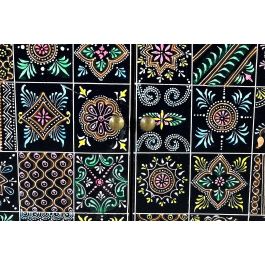 GINER Y COLOMER - Buffet téléphonique en bois de manguier avec 1 tiroir et 2 portes, peint à la main, finition naturelle et multicolore - 60x43x30 cm