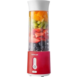 Sencor SBL 134RD Mixeur à Smoothie Portable 150 W avec Récipient 500 ml, Batterie Rechargeable, 20 Cycles, Étanche IPX65, Lames en Titane