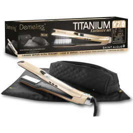 SAINT ALGUE Lisseur Vapeur Titanium Plaques Flottantes Aluminium Gold Démêlisse Demeliss Exclusive Set Tita V2 avec Tapis et Trousse de Transport Precio: 103.7900004. SKU: B1DPDEEBKS