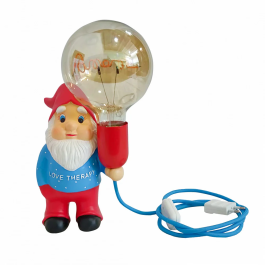 Gnome en céramique bleu/rouge avec ampoule LED G125 "Amore" AM-NN202