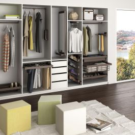 Emuca Penderie rabattable pour armoire Hang, 600 - 830, Peint en moka, Acier et Plastique.