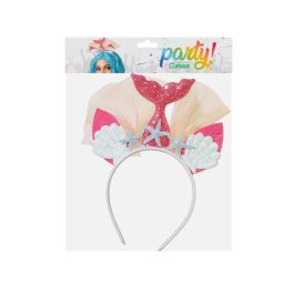 Diadème de sirène à queue rose avec coquillages et étoiles de mer pailletées - Accessoire de déguisement féerique pour carnaval ou spectacle